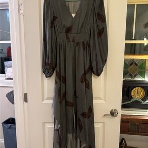 Chic Gray and Brown Midi Dress